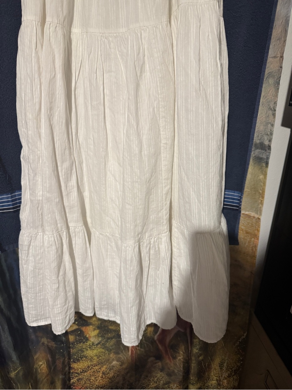 Universal Thread White Cotton Tiered Midi Dress with Crochet Yoke - Picture 2 of 3